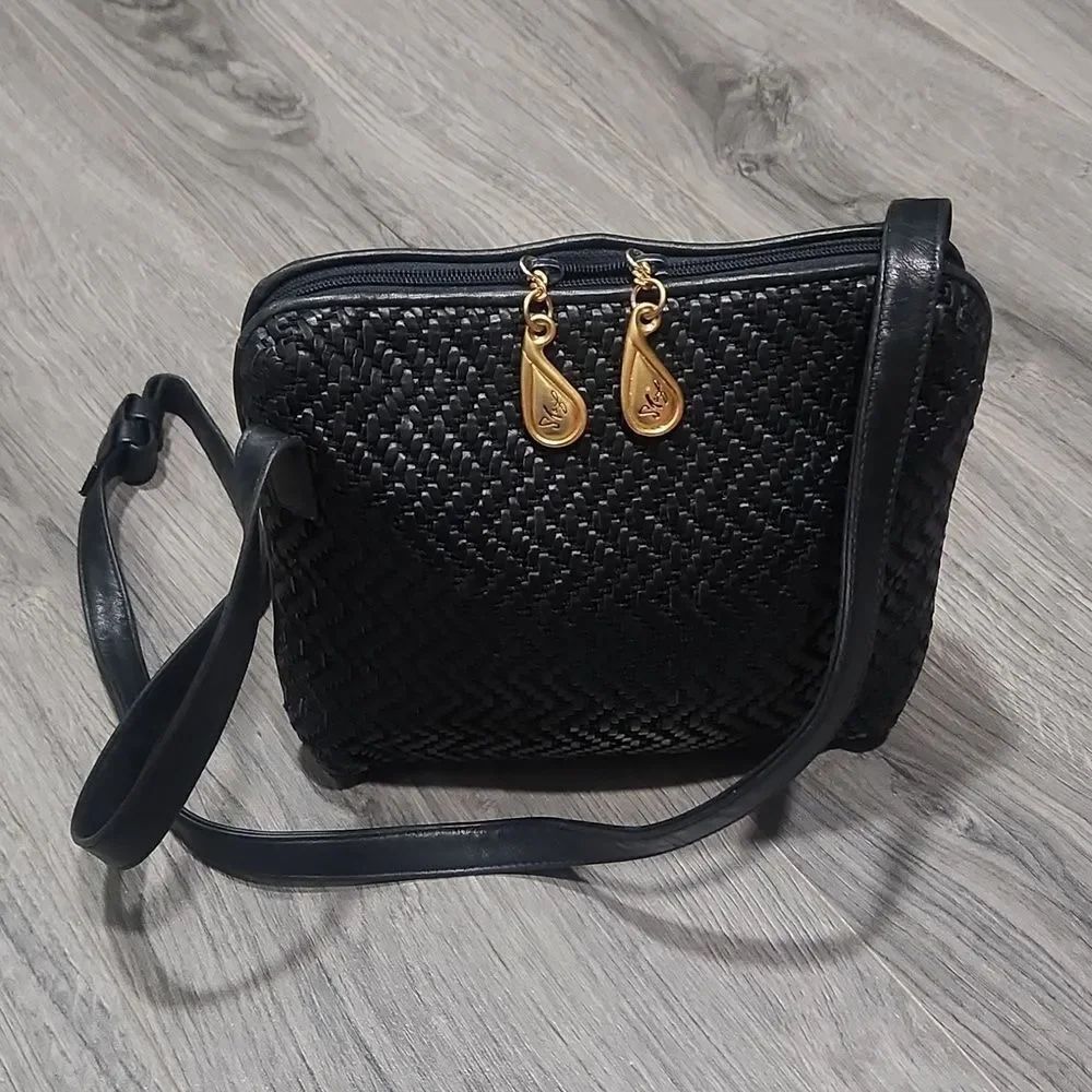Vintage SHARIF Navy Soft Woven Crossbody Bag